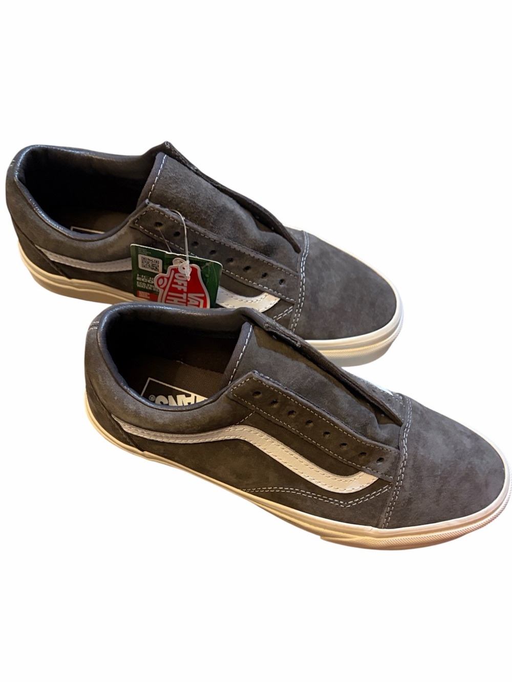 Vans Old Skool Eco Dry Low-Top Gray Suede & White Stripe Men’s Sz 7.5 NO LACES